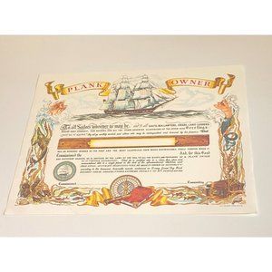 Vintage Plank Owner Certificate